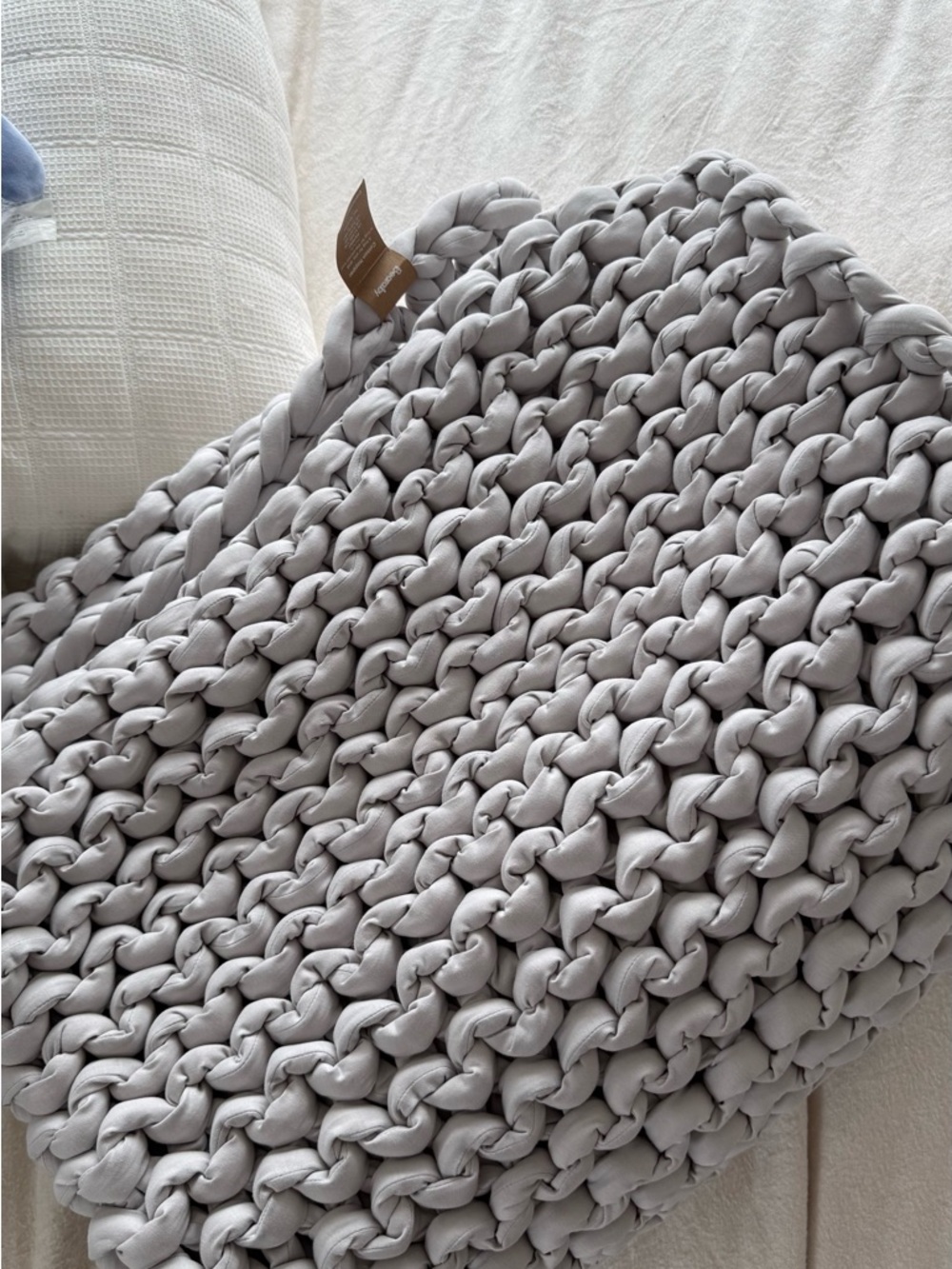 Chunky Knit Throw Blanket - Light Gray